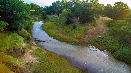 Creek bed in Texas land for sale